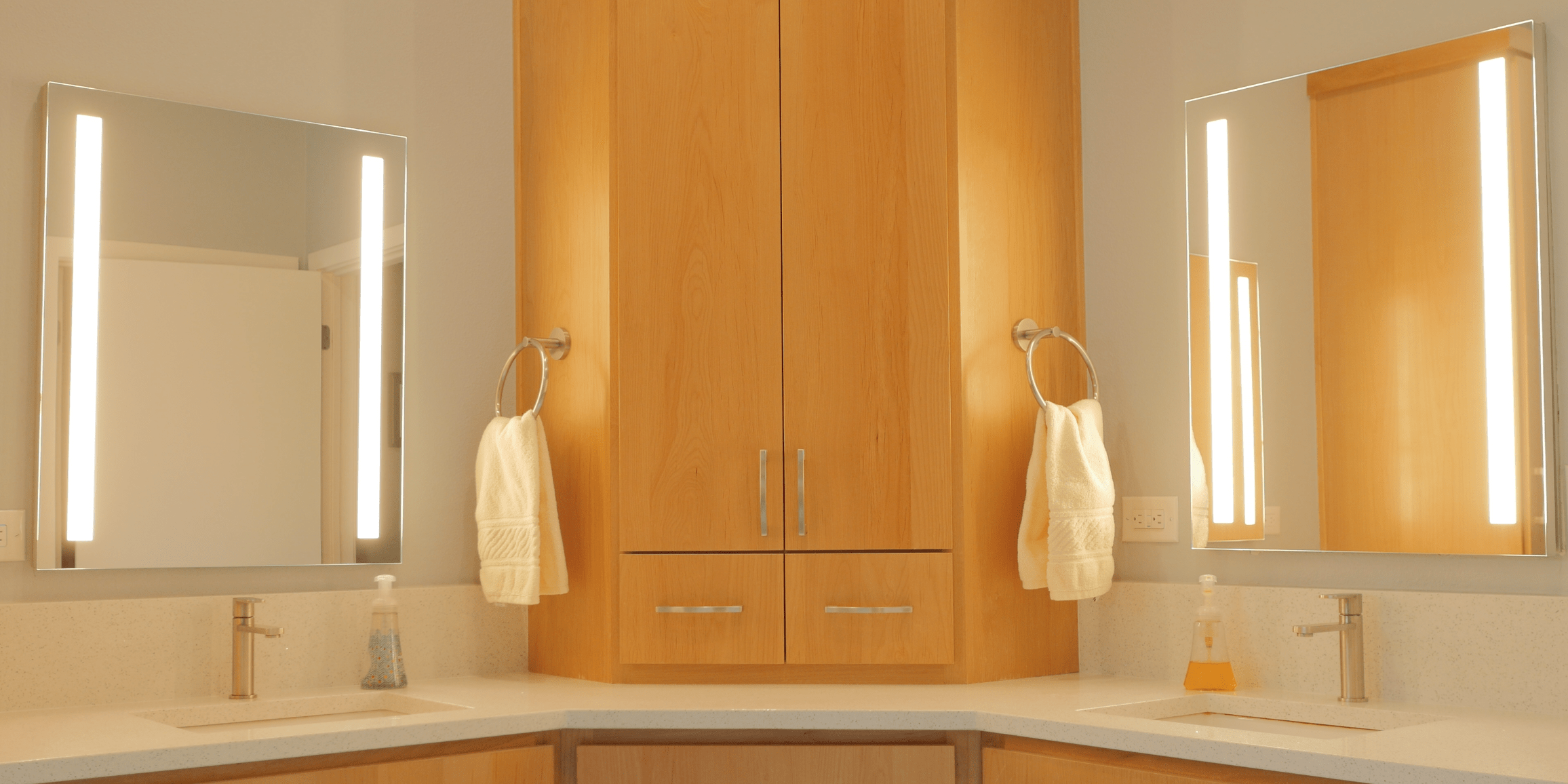 KOHLER Verdera® Voice Lighted Mirrors - Custom Master Bathroom by New Creations